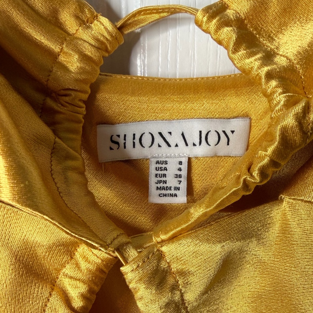 Shona Joy Alma Lace Up Midi Dress Gold Bias Cut Slip Size Small - Picture 6 of 15